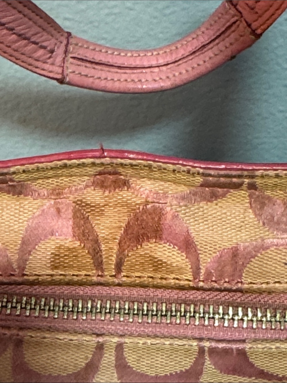 Coach Y2K Barbie Pink Signature Canvas Tote with Leather Trim (F15047) - Picture 3 of 16
